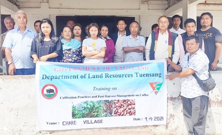 Participants at the training on coffee cultivation practices and post harvest management at Chare village organized by the department of Land Resources, Tuensang on April 9. (Morung Photo)